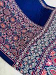 2LATEST GAJJI SILK AJARAKH PRINT AND HEAVY MIRROR WORK SAREE WITH UNSTITCHED BLOUSE CASUAL WEAR WHOLESALE PRICE ETHNIC GARMENT (8)