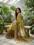 2LUXURY FANDY CHIFFON SILK SEQUINS WITH JARI THREAD EMBROIDERY WORK SAREE WITH STITCHED BLOUSE SEASONABLE WEAR WHOLESALE PRICE ETHNIC GARMENT (18)