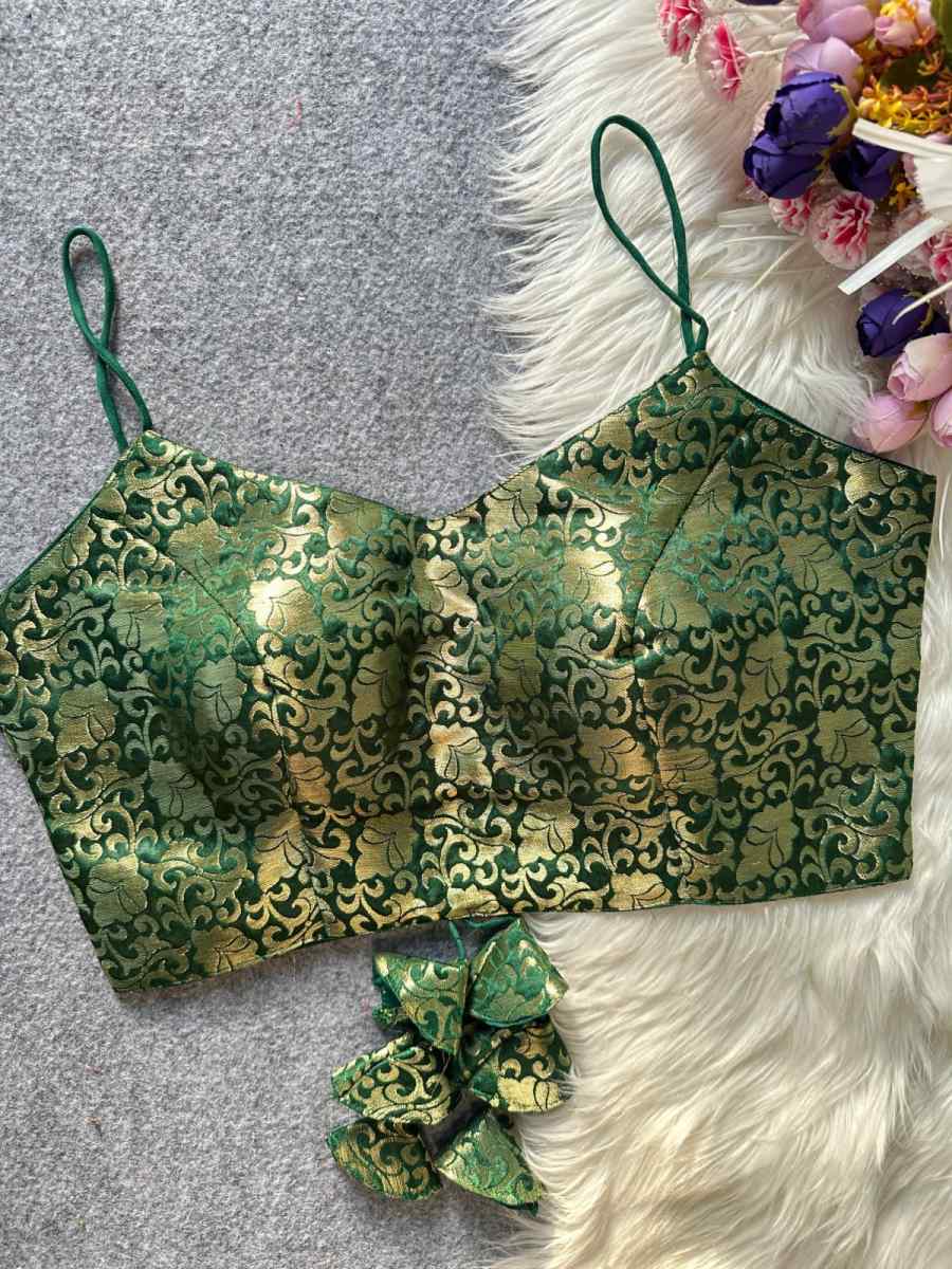 2LUXURY JACQUARD SILK GOLD WORK READY TO WEAR BLOUSE PARTY WEAR WHOLESALE PRICE ETHNIC GARMENT (6)