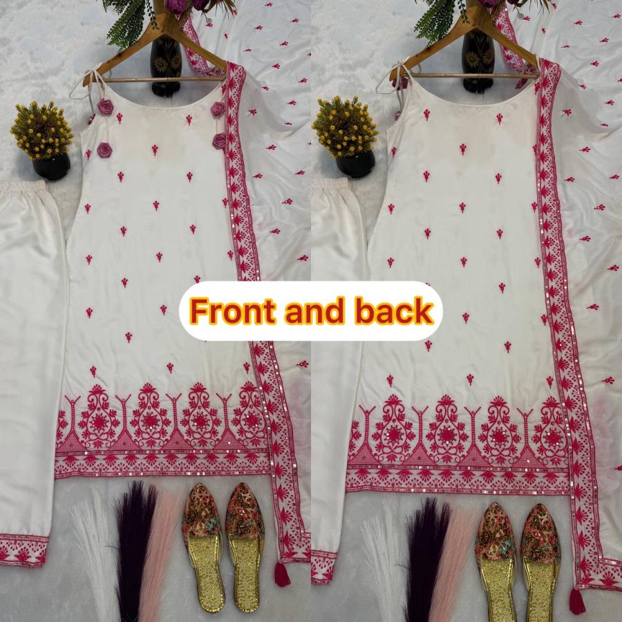 2RICH LOOK MASKA COTTON SILK FANCY BORDER WITH MULTI NEEDLE, SEQUENCE, EMBROIDERY WORK TOP BOTTOM WITH DUPATTA FESTIVE WEAR WHOLESALE PRICE ETHNIC GARMENT (22)