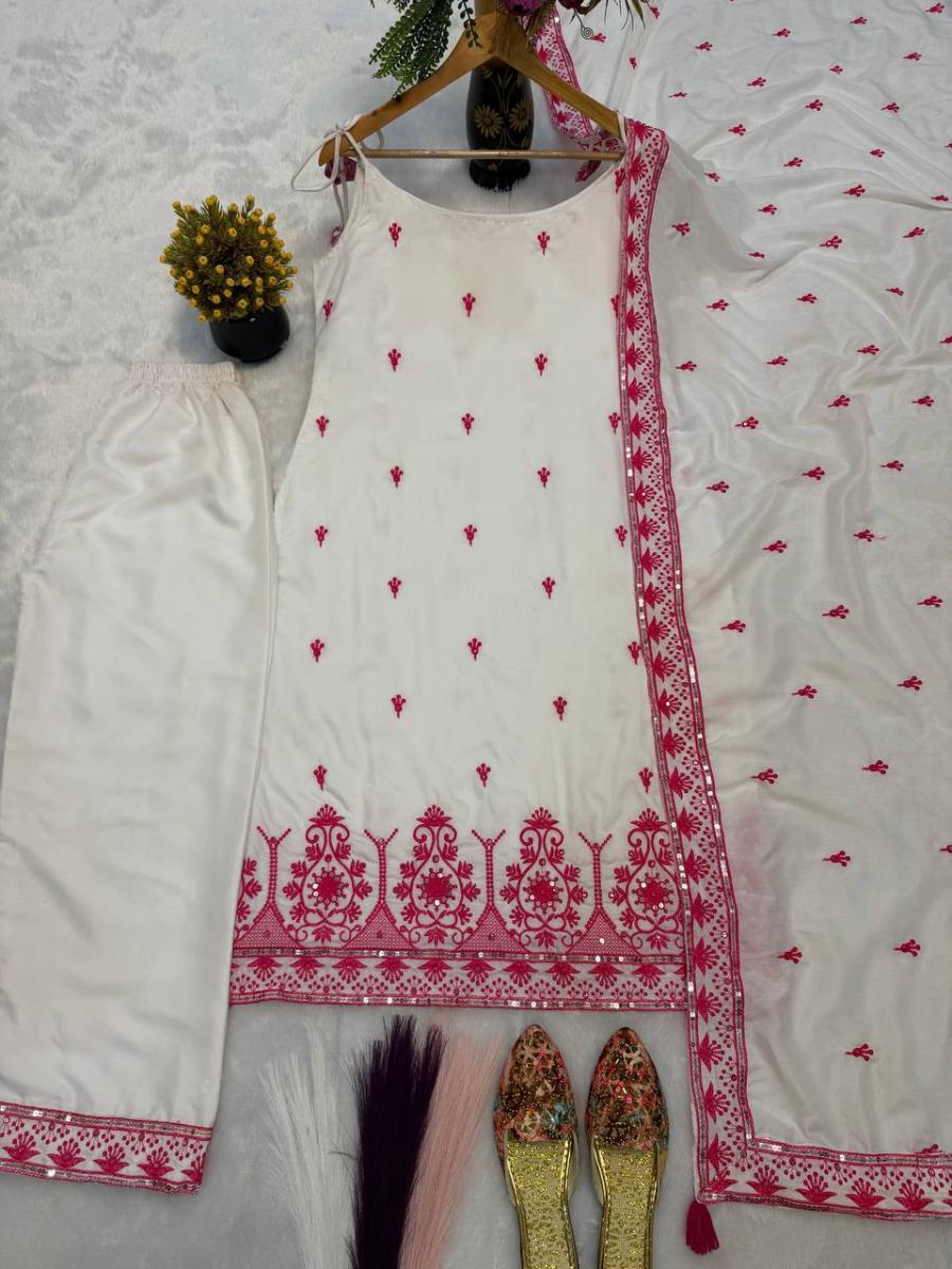 2RICH LOOK MASKA COTTON SILK FANCY BORDER WITH MULTI NEEDLE, SEQUENCE, EMBROIDERY WORK TOP BOTTOM WITH DUPATTA FESTIVE WEAR WHOLESALE PRICE ETHNIC GARMENT (23)