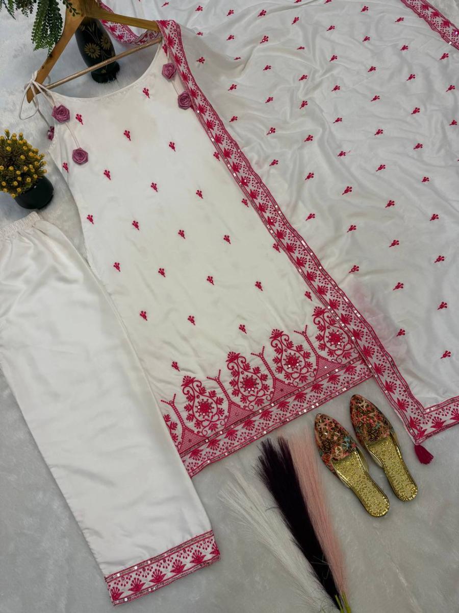 2RICH LOOK MASKA COTTON SILK FANCY BORDER WITH MULTI NEEDLE, SEQUENCE, EMBROIDERY WORK TOP BOTTOM WITH DUPATTA FESTIVE WEAR WHOLESALE PRICE ETHNIC GARMENT (24)