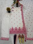 2RICH LOOK MASKA COTTON SILK FANCY BORDER WITH MULTI NEEDLE, SEQUENCE, EMBROIDERY WORK TOP BOTTOM WITH DUPATTA FESTIVE WEAR WHOLESALE PRICE ETHNIC GARMENT (26)