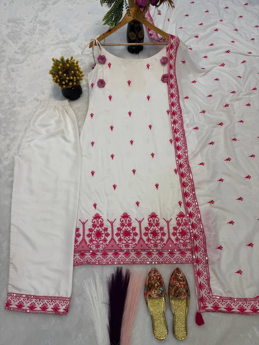 2RICH LOOK MASKA COTTON SILK FANCY BORDER WITH MULTI NEEDLE, SEQUENCE, EMBROIDERY WORK TOP BOTTOM WITH DUPATTA FESTIVE WEAR WHOLESALE PRICE ETHNIC GARMENT (25)