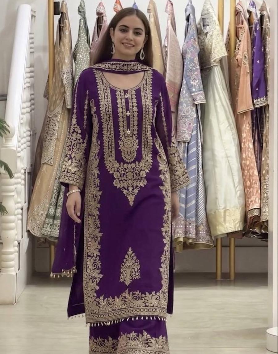 2TRENDING FAUX GEORGETTE EMBROIDERY SEQUENCE WORK TOP PALAZZO WITH DUPATTA FESTIVE WEAR WHOLESALE PRICE ETHNIC GARMENT (26)