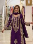 2TRENDING FAUX GEORGETTE EMBROIDERY SEQUENCE WORK TOP PALAZZO WITH DUPATTA FESTIVE WEAR WHOLESALE PRICE ETHNIC GARMENT (27)