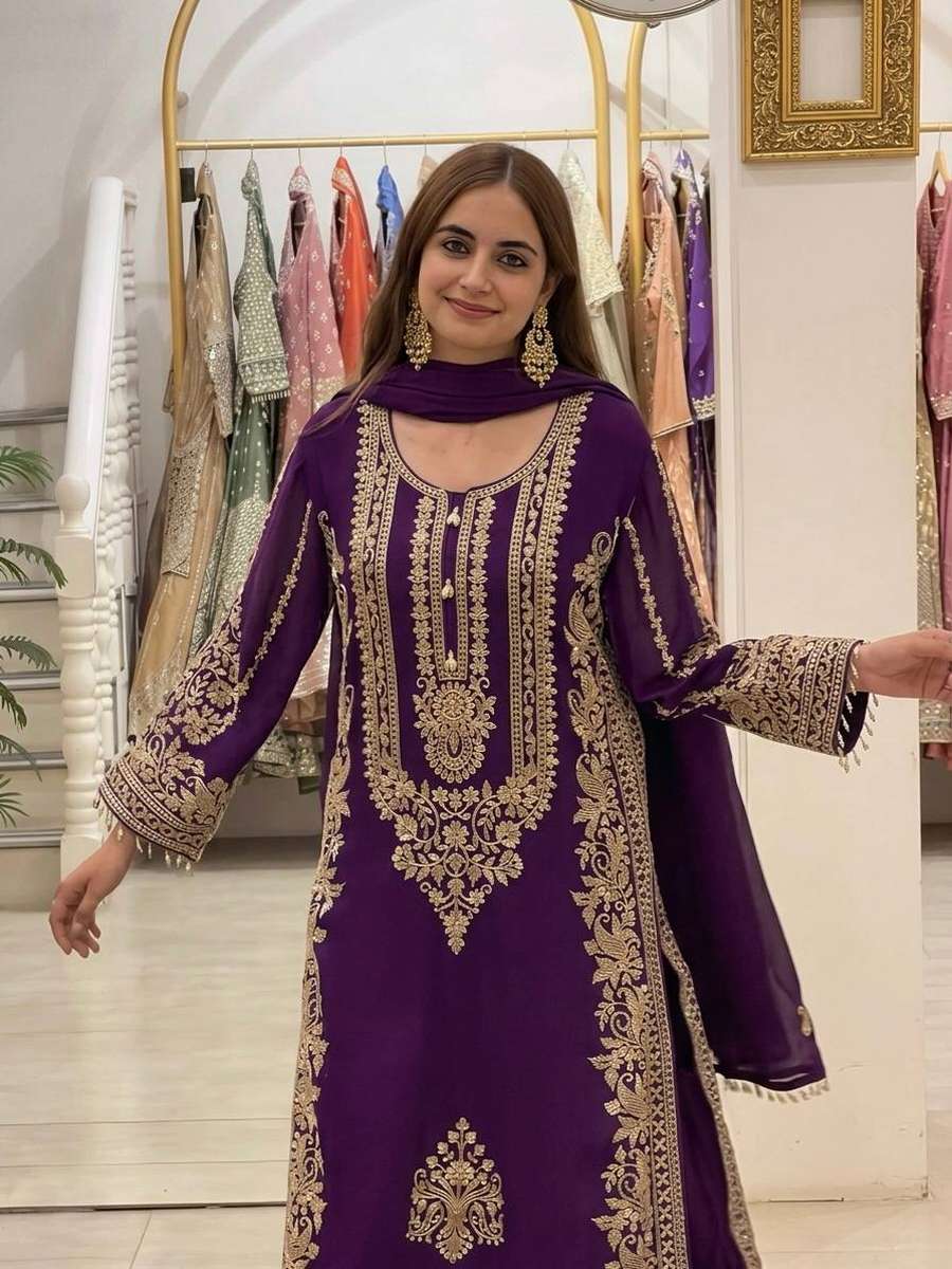 2TRENDING FAUX GEORGETTE EMBROIDERY SEQUENCE WORK TOP PALAZZO WITH DUPATTA FESTIVE WEAR WHOLESALE PRICE ETHNIC GARMENT (28)