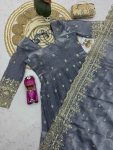 3DESIGNER FENDY SILK EMBROIDERY SEQUENCE WORK GOWN BOTTOM WITH DUPATTA WEDDING WEAR WHOLESALE PRICE ETHNIC GARMENT (25)