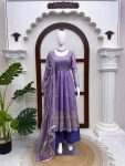 DESIGNER FENDY SILK THREADS WITH SEQUENCE WORK GOWN BOTTOM WITH DUPATTA PURPLE