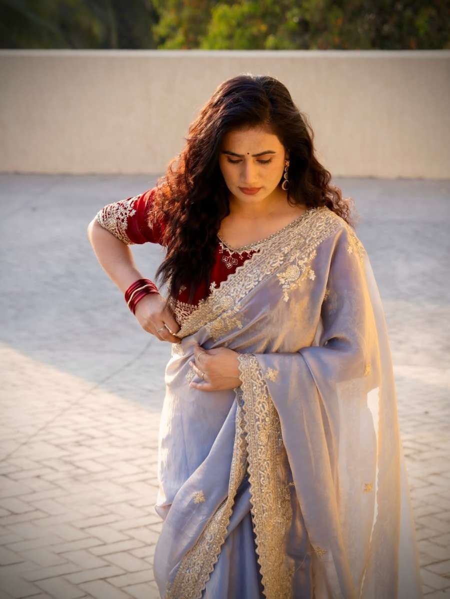 3NEW ARRIVAL FENDY SATTIN MULTI SEQUENCE EMBROIDERY WORK SAREE WITH UNSTITCHED BLOUSE FORMAL WEAR WHOLESALE PRICE ETHNIC GARMENT (31)