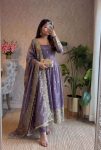 4DESIGNER FENDY SILK EMBROIDERY SEQUENCE WORK GOWN BOTTOM WITH DUPATTA WEDDING WEAR WHOLESALE PRICE ETHNIC GARMENT (28)