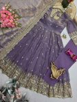 4DESIGNER FENDY SILK EMBROIDERY SEQUENCE WORK GOWN BOTTOM WITH DUPATTA WEDDING WEAR WHOLESALE PRICE ETHNIC GARMENT (28)