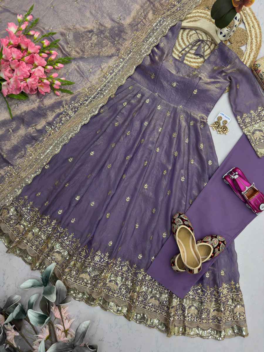 4DESIGNER FENDY SILK EMBROIDERY SEQUENCE WORK GOWN BOTTOM WITH DUPATTA WEDDING WEAR WHOLESALE PRICE ETHNIC GARMENT (29)