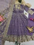 4DESIGNER FENDY SILK EMBROIDERY SEQUENCE WORK GOWN BOTTOM WITH DUPATTA WEDDING WEAR WHOLESALE PRICE ETHNIC GARMENT (28)