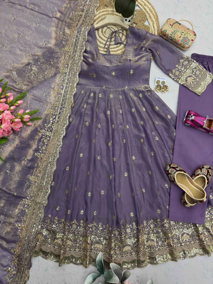 4DESIGNER FENDY SILK EMBROIDERY SEQUENCE WORK GOWN BOTTOM WITH DUPATTA WEDDING WEAR WHOLESALE PRICE ETHNIC GARMENT (30)