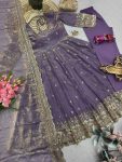 4DESIGNER FENDY SILK EMBROIDERY SEQUENCE WORK GOWN BOTTOM WITH DUPATTA WEDDING WEAR WHOLESALE PRICE ETHNIC GARMENT (28)