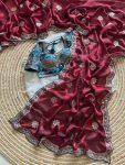 4FABULOUS FANDY SATIN SILK EMBROIDERY ZARI AND 3MM SEQUENCE WORK SAREE WITH STITCHED BLOUSE WEDDING WEAR WHOLESALE PRICE ETHNIC GARMENT (32)