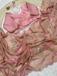 4MODERN FANDY SATTIN KHATLI CUT DENA HANDWORK SAREE WITH STITCHED BLOUSE PARTY WEAR WHOLESALE PRICE ETHNIC GARMENT (16)