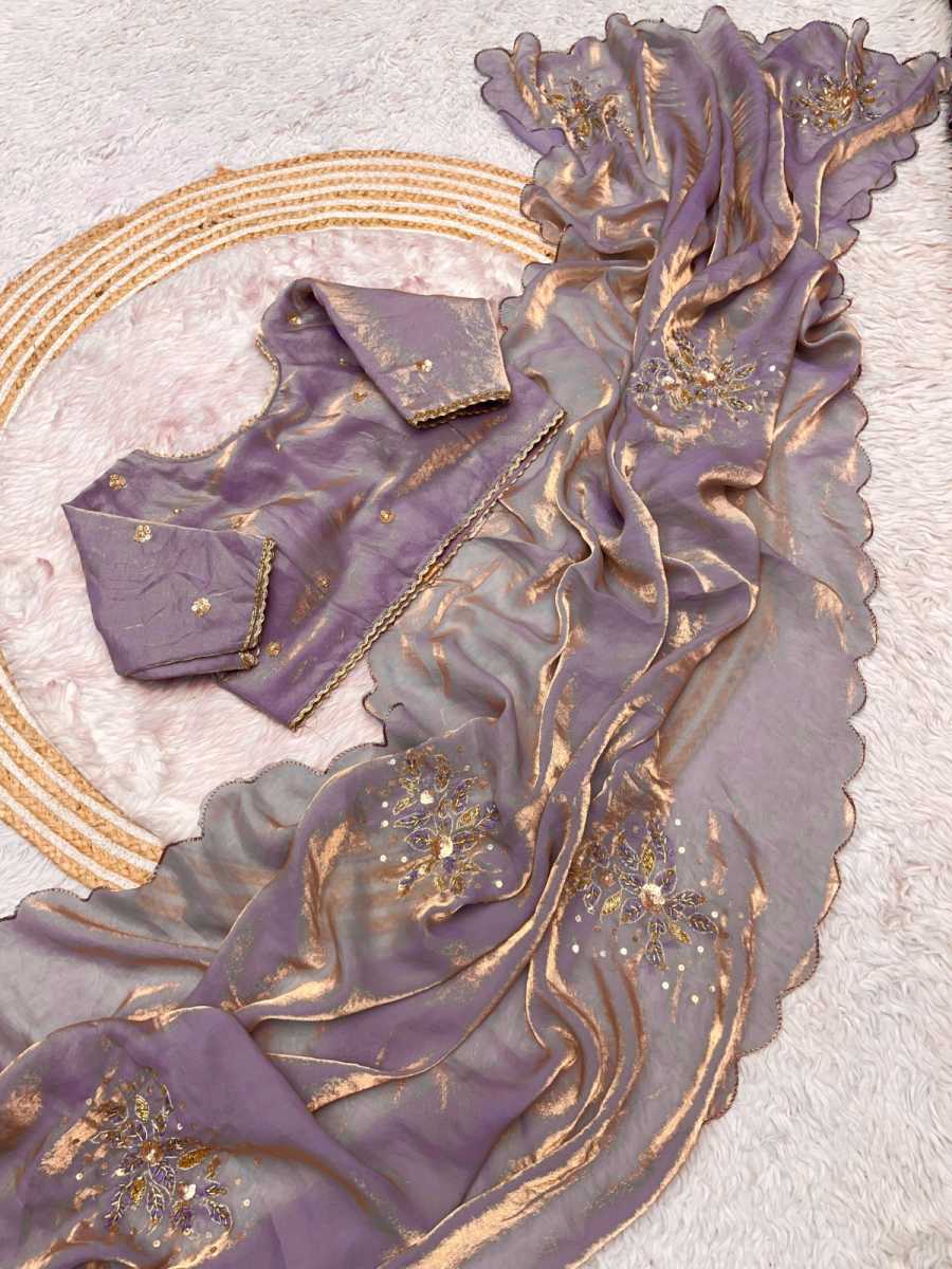4MODERN FANDY SATTIN KHATLI CUT DENA HANDWORK SAREE WITH STITCHED BLOUSE PARTY WEAR WHOLESALE PRICE ETHNIC GARMENT (17)