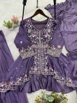 4MODERN RANGOLI SILK SEQUENCE EMBROIDERY WORK TOP PALAZZO WITH DUPATTA PARTY WEAR WHOLESALE PRICE ETHNIC GARMENT (18)