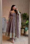 DESIGNER FENDY SILK EMBROIDERY SEQUENCE WORK GOWN BOTTOM WITH DUPATTA PINK