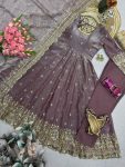 5DESIGNER FENDY SILK EMBROIDERY SEQUENCE WORK GOWN BOTTOM WITH DUPATTA WEDDING WEAR WHOLESALE PRICE ETHNIC GARMENT (26)