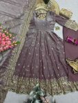 5DESIGNER FENDY SILK EMBROIDERY SEQUENCE WORK GOWN BOTTOM WITH DUPATTA WEDDING WEAR WHOLESALE PRICE ETHNIC GARMENT (26)