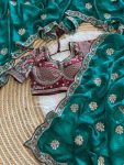 5FABULOUS FANDY SATIN SILK EMBROIDERY ZARI AND 3MM SEQUENCE WORK SAREE WITH STITCHED BLOUSE WEDDING WEAR WHOLESALE PRICE ETHNIC GARMENT (32)