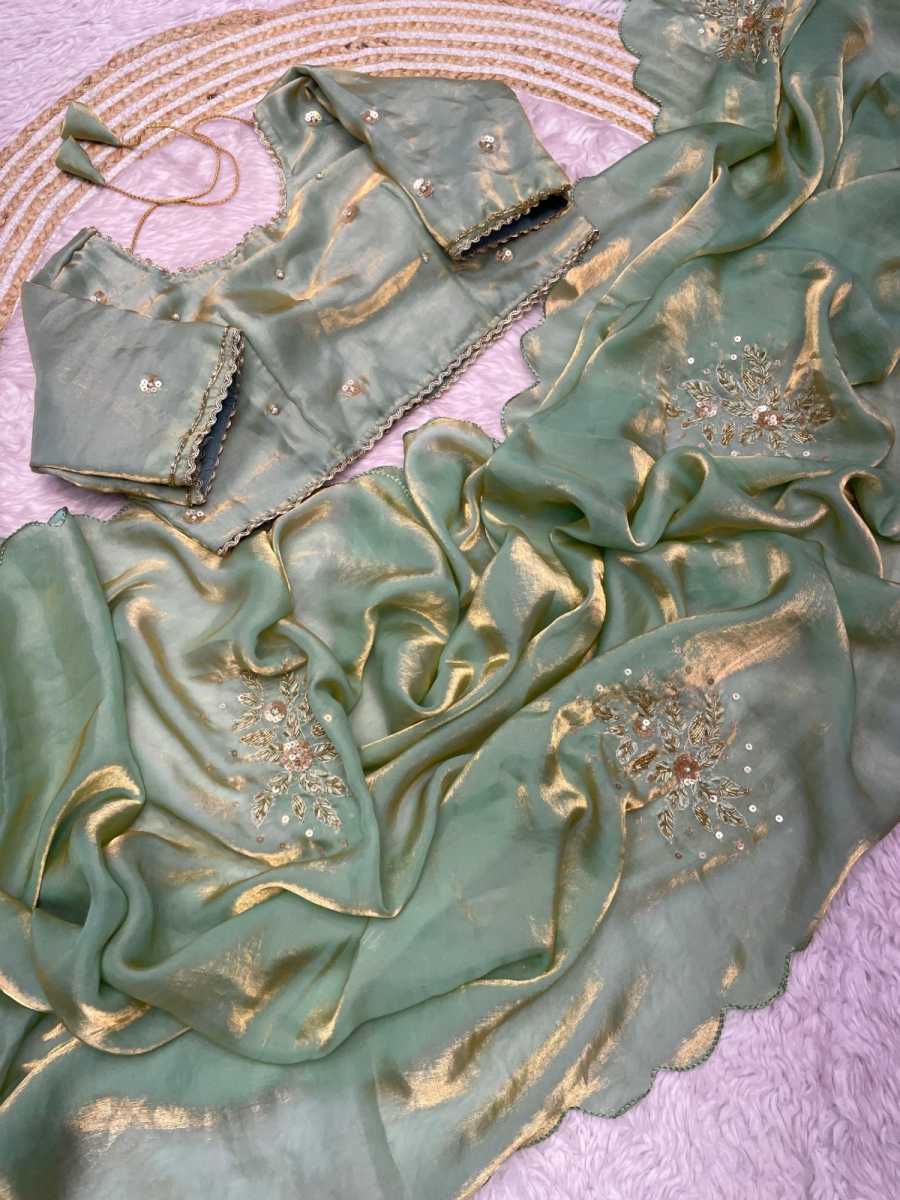 5MODERN FANDY SATTIN KHATLI CUT DENA HANDWORK SAREE WITH STITCHED BLOUSE PARTY WEAR WHOLESALE PRICE ETHNIC GARMENT (8)