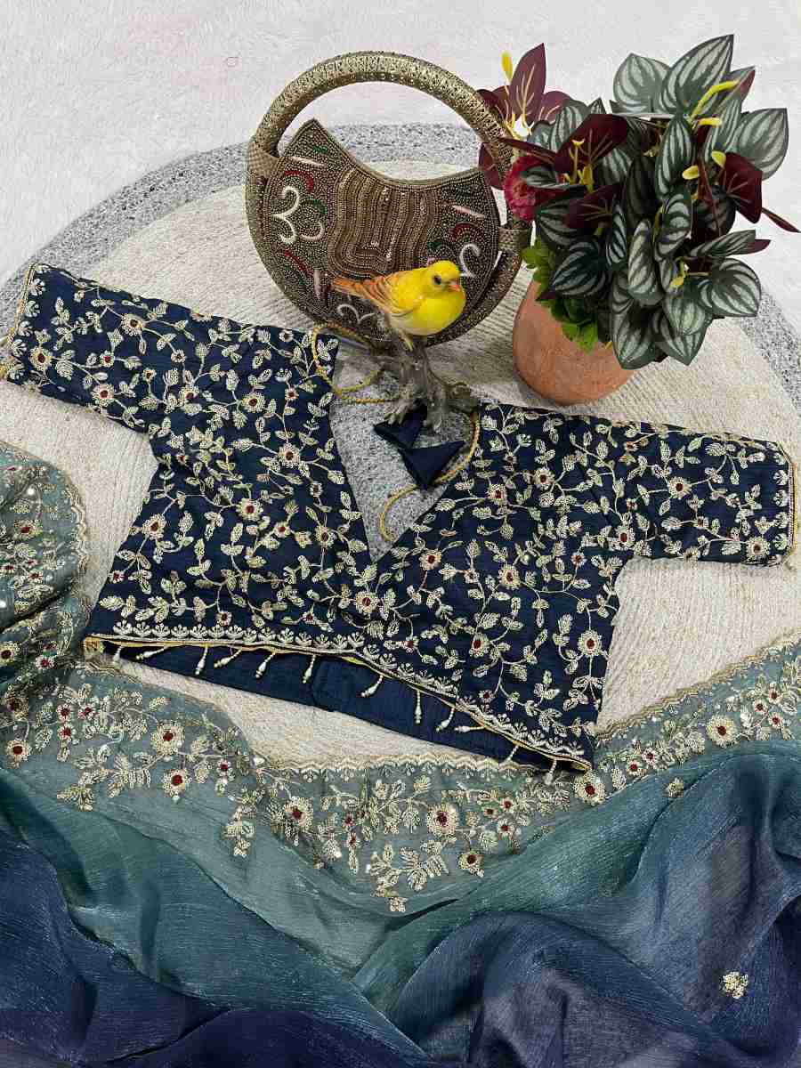 6LUXURY FANDY CHIFFON SILK SEQUINS WITH JARI THREAD EMBROIDERY WORK SAREE WITH STITCHED BLOUSE SEASONABLE WEAR WHOLESALE PRICE ETHNIC GARMENT (34)
