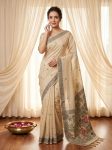TRENDING MUGA COTTON RESHAM WEAVING MADHUBANI WORK SAREE WITH UNSTITCHED BLOUSE CHIKU