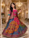 ATTRACTIVE CHINON SILK DIGITAL PRINT AND MIRROR HANDWORK LEHENGA BLOUSE WITH KOTI WEDDING WEAR WHOLESALE PRICE ETHNIC GARMENT (4)