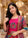 ATTRACTIVE CHINON SILK DIGITAL PRINT AND MIRROR HANDWORK LEHENGA BLOUSE WITH KOTI WEDDING WEAR WHOLESALE PRICE ETHNIC GARMENT (4)