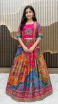 ATTRACTIVE CHINON SILK DIGITAL PRINT AND MIRROR HANDWORK LEHENGA BLOUSE WITH KOTI WEDDING WEAR WHOLESALE PRICE ETHNIC GARMENT (4)