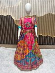 ATTRACTIVE CHINON SILK DIGITAL PRINT AND MIRROR HANDWORK LEHENGA BLOUSE WITH KOTI WEDDING WEAR WHOLESALE PRICE ETHNIC GARMENT (4)