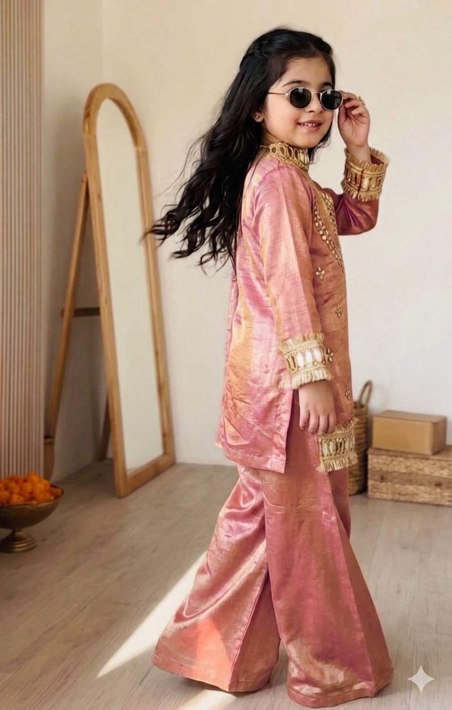 ATTRACTIVE CHINON SILK EMBROIDERY AND MIRROR HAND WORK TOP PALAZZO WITH DUPATTA WEDDING WEAR WHOLESALE PRICE ETHNIC GARMENT (5)