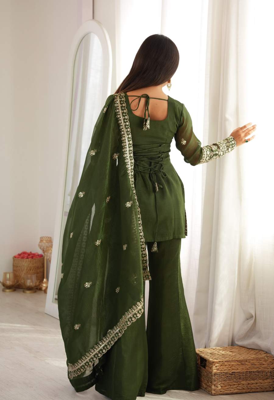 ATTRACTIVE CRUNCHY SILK EMBROIDERY SEQUENCE AND JARI WORK TOP PALAZZO WITH DUPATTA FESTIVAL WEAR WHOLESALE PRICE ETHNIC GARMENT (10)