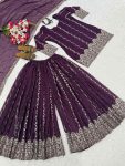 ATTRACTIVE CRUNCHY SILK SEQUENCE EMBROIDERY WORK TOP SHARARA WITH DUPATTA CASUAL WEAR WHOLESALE PRICE ETHNIC GARMENT (3)