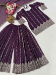 ATTRACTIVE CRUNCHY SILK SEQUENCE EMBROIDERY WORK TOP SHARARA WITH DUPATTA CASUAL WEAR WHOLESALE PRICE ETHNIC GARMENT (3)