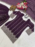 ATTRACTIVE CRUNCHY SILK SEQUENCE EMBROIDERY WORK TOP SHARARA WITH DUPATTA CASUAL WEAR WHOLESALE PRICE ETHNIC GARMENT (3)