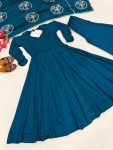 ATTRACTIVE VICHITRA SILK EMBROIDERY WORK GOWN PALAZZO WITH DUPATTA WEDDING WEAR WHOLESALE PRICE ETHNIC GARMENT (11)