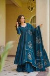 ATTRACTIVE VICHITRA SILK EMBROIDERY WORK GOWN PALAZZO WITH DUPATTA WEDDING WEAR WHOLESALE PRICE ETHNIC GARMENT (11)