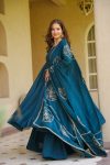 ATTRACTIVE VICHITRA SILK EMBROIDERY WORK GOWN PALAZZO WITH DUPATTA WEDDING WEAR WHOLESALE PRICE ETHNIC GARMENT (11)