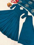 ATTRACTIVE VICHITRA SILK EMBROIDERY WORK GOWN PALAZZO WITH DUPATTA WEDDING WEAR WHOLESALE PRICE ETHNIC GARMENT (11)