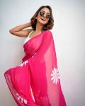 ATTRECTIVE LINEN COTTON DAISY FLORAL PRINT SAREE WITH UNSTITCHED BLOUSE CASUAL WEAR WHOLESALE PRICE ETHNIC GARMENT (3)