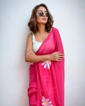 ATTRECTIVE LINEN COTTON DAISY FLORAL PRINT SAREE WITH UNSTITCHED BLOUSE CASUAL WEAR WHOLESALE PRICE ETHNIC GARMENT (3)