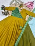 BOLLYWOOD COTTON JACQUARD WEAVING ZARI BORDER GOWN BOTTOM WITH DUPATTA CASUAL WEAR WHOLESALE PRICE ETHNIC GARMENT (6)