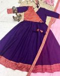 BOLLYWOOD COTTON JACQUARD WEAVING ZARI BORDER GOWN BOTTOM WITH DUPATTA CASUAL WEAR WHOLESALE PRICE ETHNIC GARMENT (2)