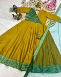 BOLLYWOOD COTTON JACQUARD WEAVING ZARI BORDER GOWN BOTTOM WITH DUPATTA CASUAL WEAR WHOLESALE PRICE ETHNIC GARMENT (6)