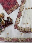 BOLLYWOOD SOFT CRUNCHY SEQUENCE AND THREAD EMBROIDERY WORK SAREE WITH UNSTITCHED BLOUSE PARTY WEAR WHOLESALE PRICE ETHNIC GARMENT (2)